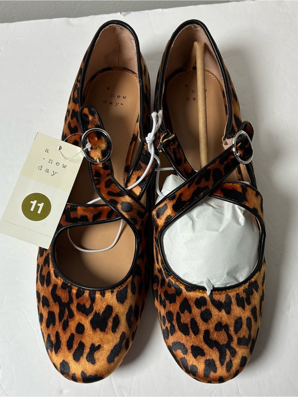 a new day Leopard Print Mary Jane Flats - Brown/Black